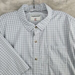 PONCHO Mens XXL Plaid Button Up Shirt Regular Fit Long Sleeve Casual Ultra lite